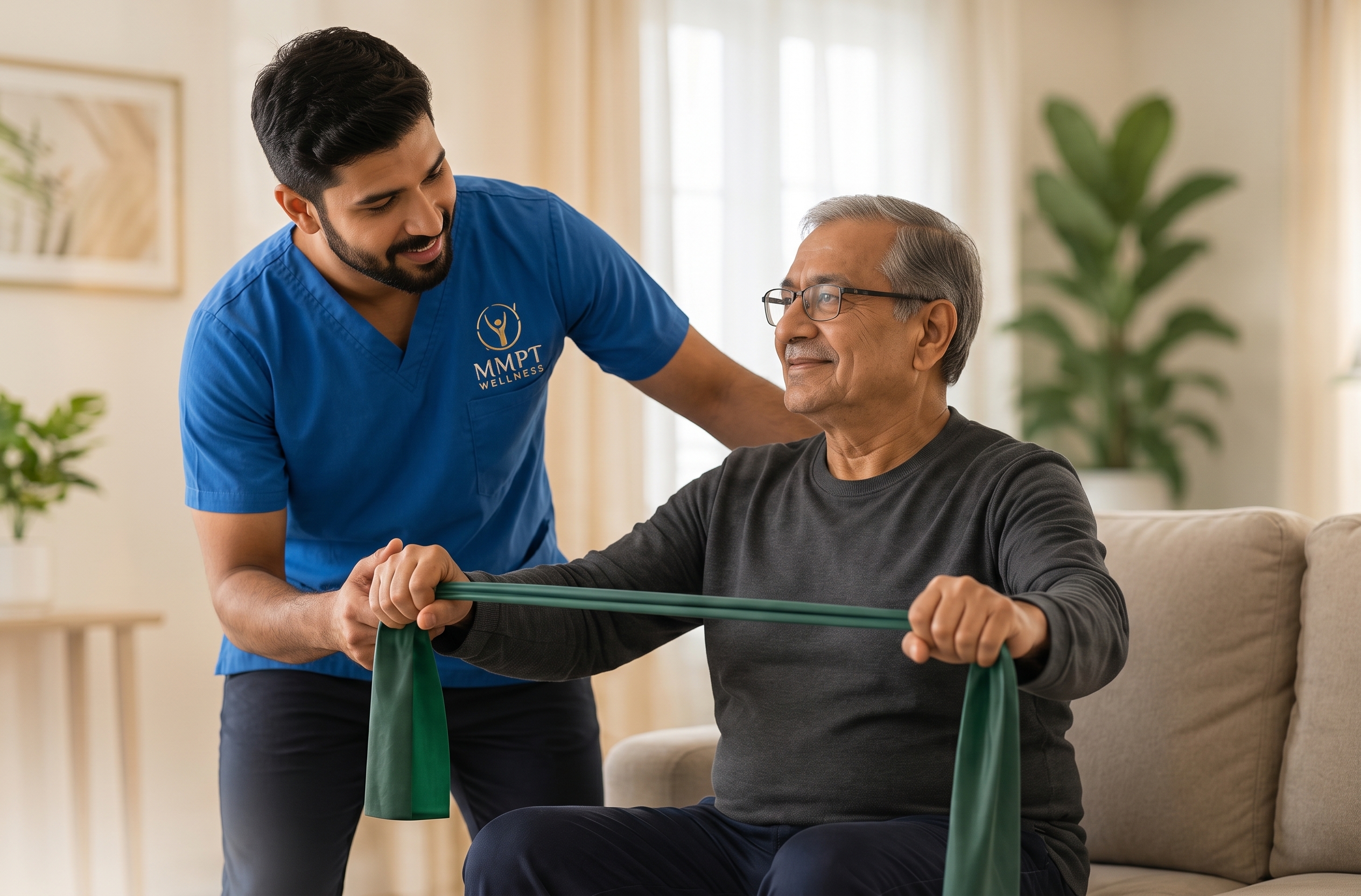 Therapist treating a patient at home